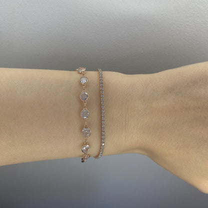 Sidabrinė paauksuota apyrankė su cirkoniais