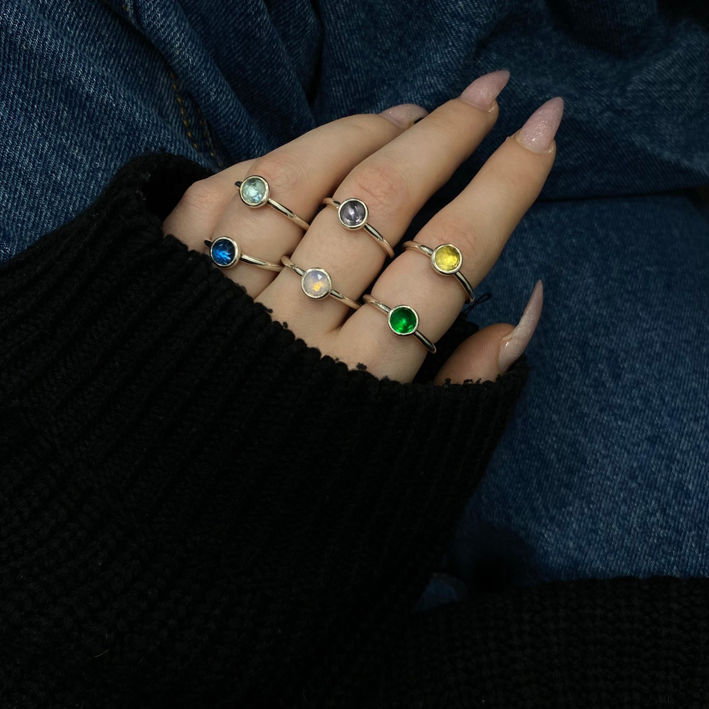 Sterling Silver Various Colours CZ Ring