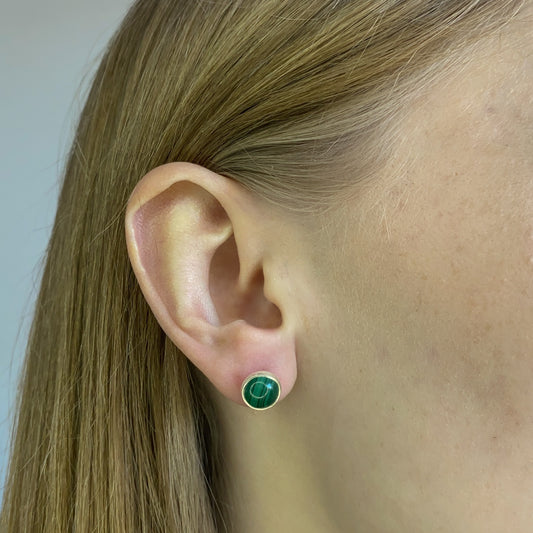 Sidabriniai auskarai su malachitu