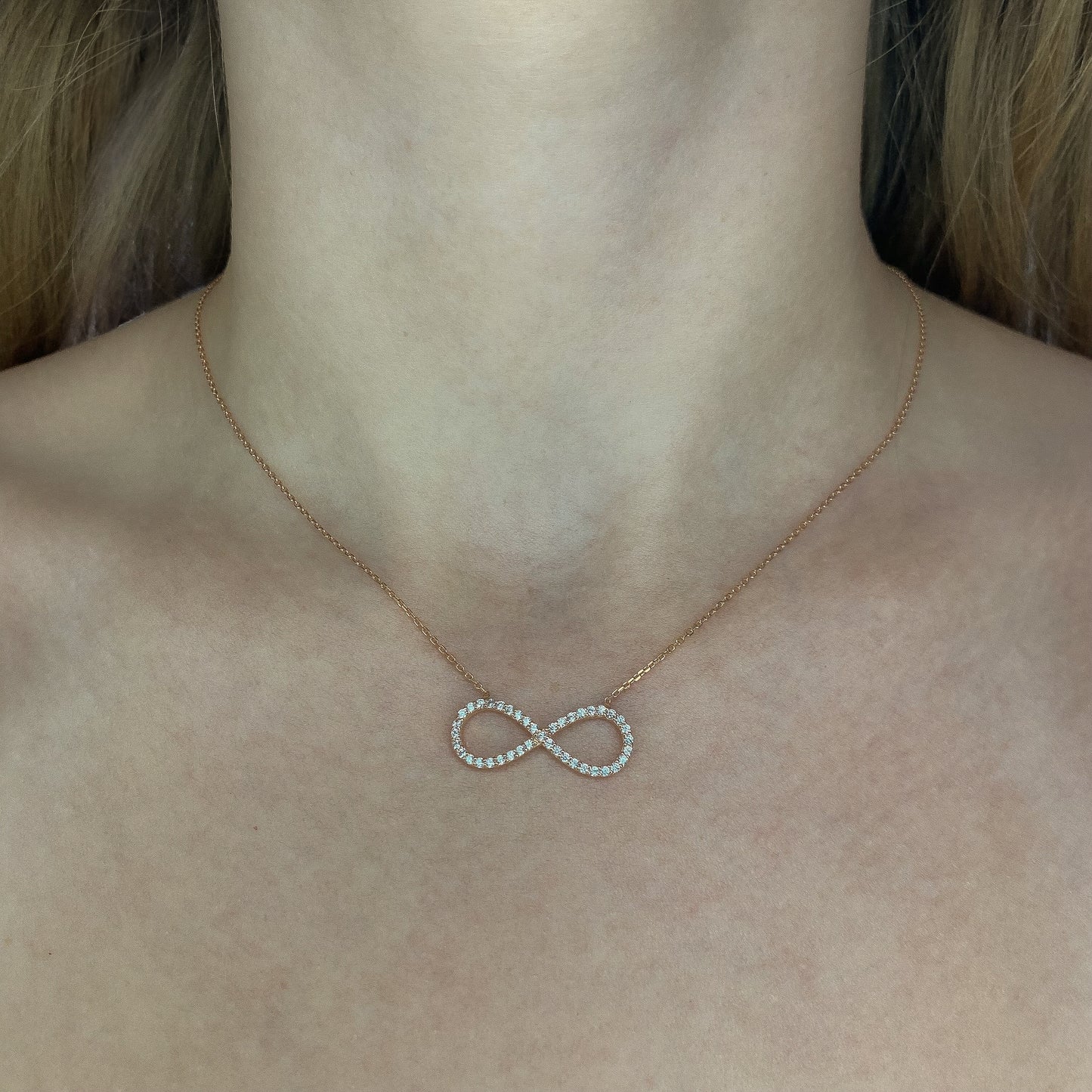 Sidabrinė paauksuota begalybė su cirkoniu ir grandinėle