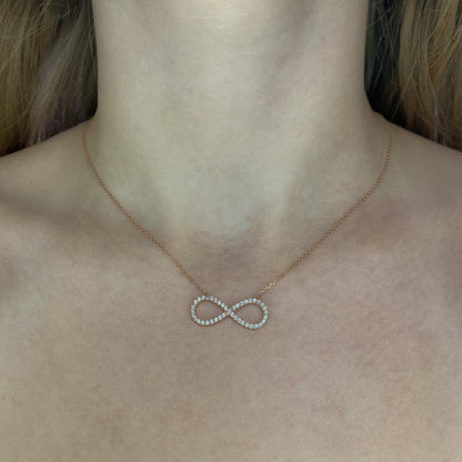 Sterling Silver Rhodium Plated CZ Infinity Necklace