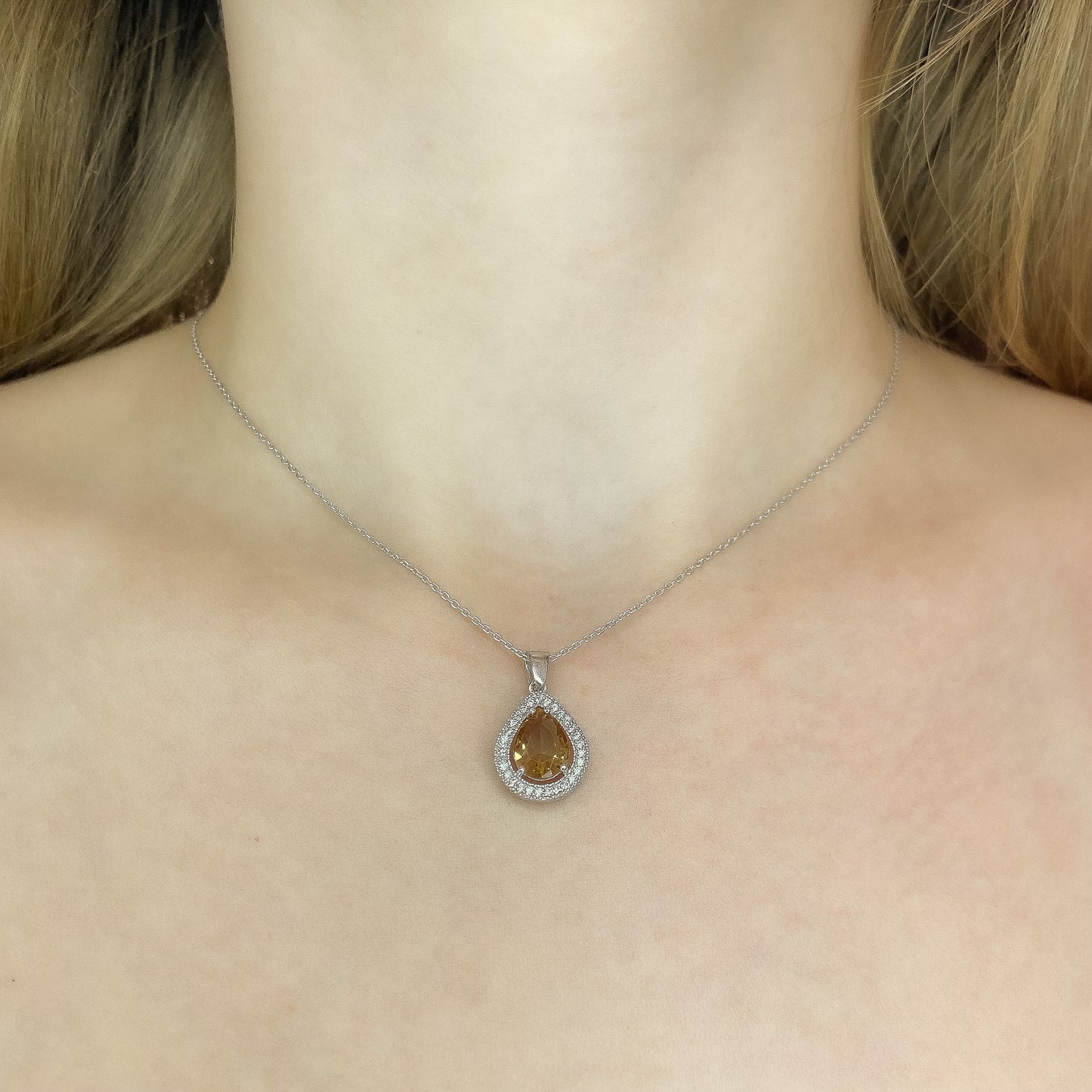 Sterling Silver Rose Gold Plated Teardrop Zultanite Necklace