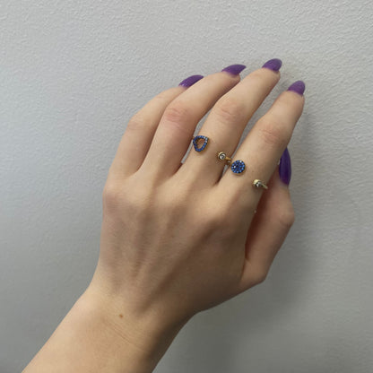 Sterling Silver Gold Plated Blue CZ Ring