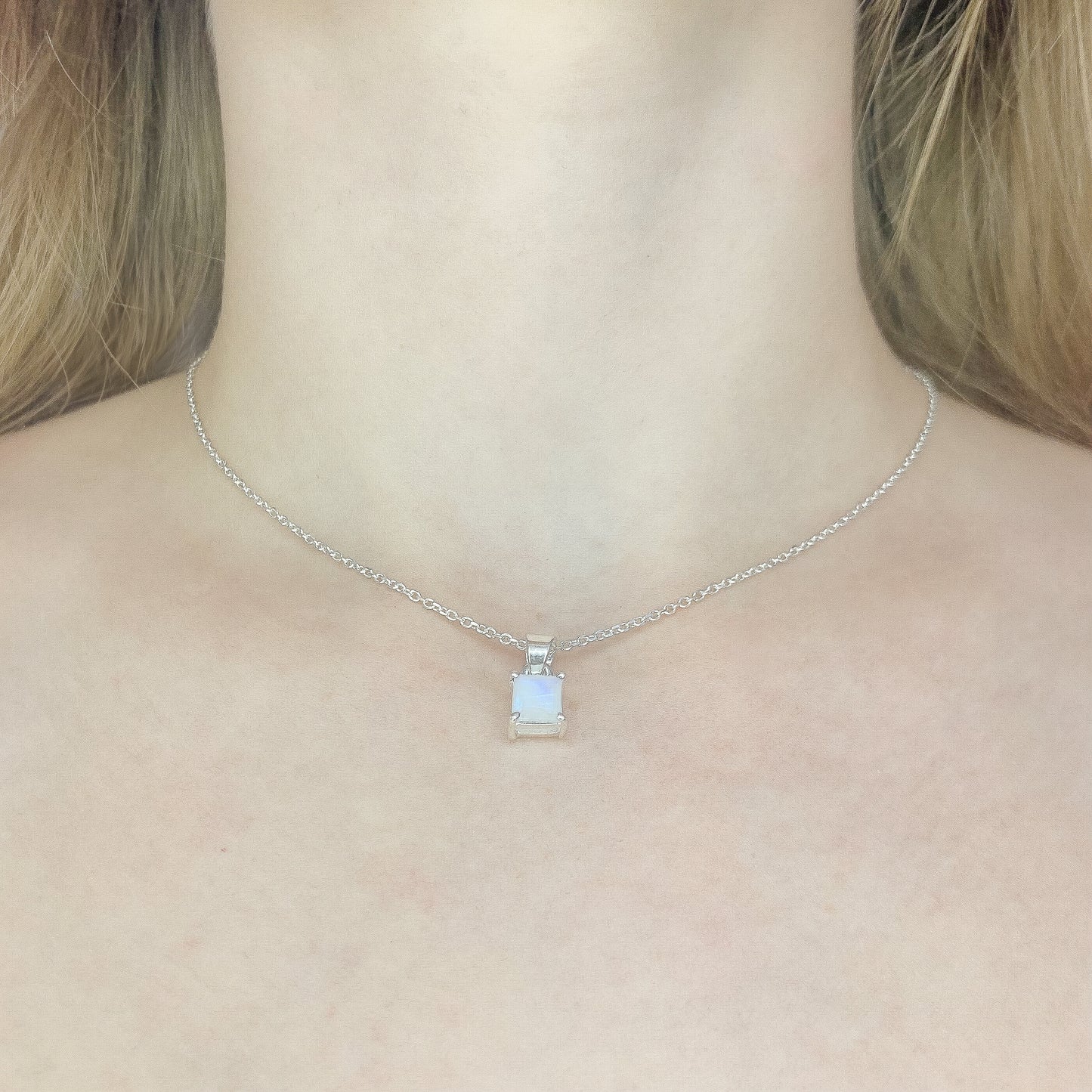 Sterling Silver Moonstone Pendant Necklace