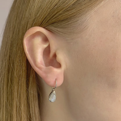 Sterling Silver Teardrop Moonstone Drop Earrings