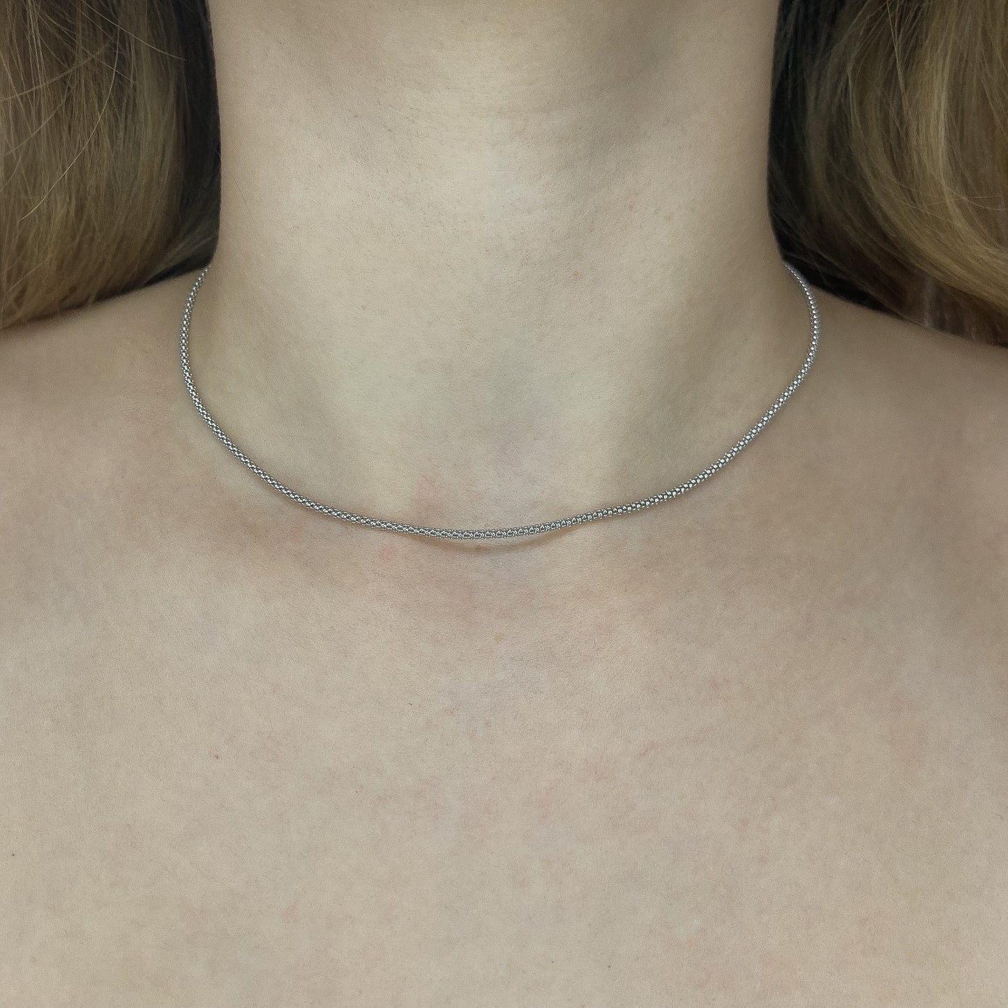 Sidabrinės 55 cm Coreana pynimo grandinėlės