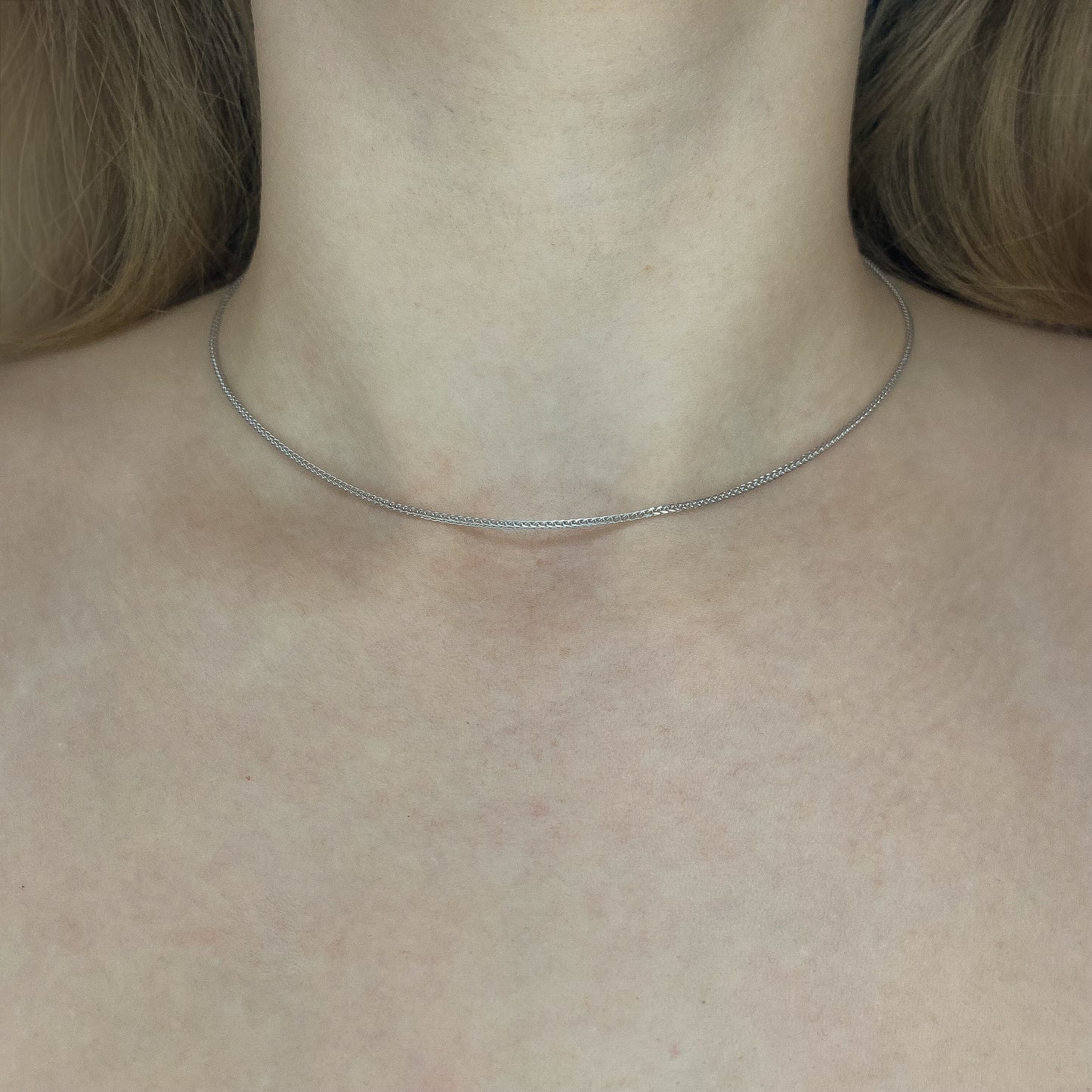 Sidabrinės 55 cm Chopin pynimo grandinėlės