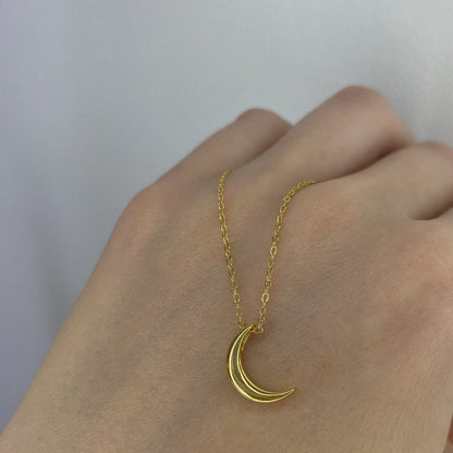 Sidabrinis auksuotas pakabukas "Mėnulis" su grandinėle