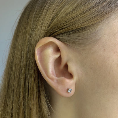 3-10 mm sidabriniai auskarai "PRINCESS CUT"