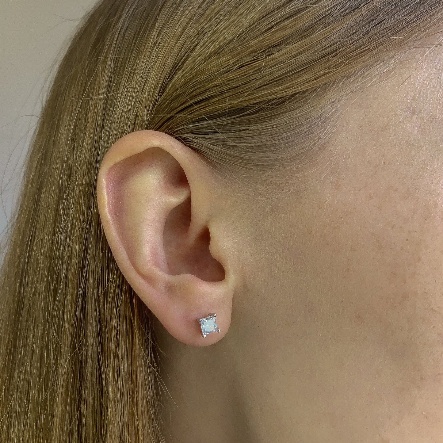 3-10 mm sidabriniai auskarai "PRINCESS CUT"