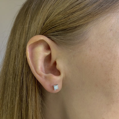 3-10 mm sidabriniai auskarai "PRINCESS CUT"