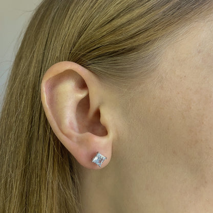 3-10 mm sidabriniai auskarai "PRINCESS CUT"