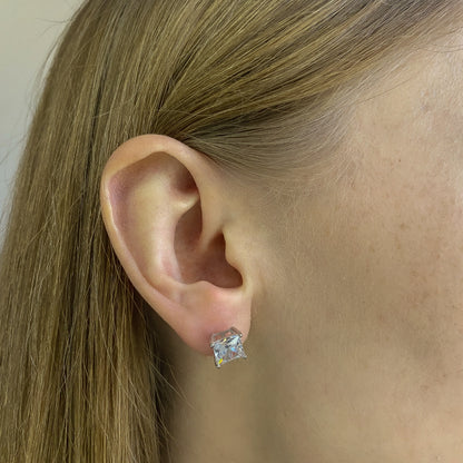 3-10 mm sidabriniai auskarai "PRINCESS CUT"