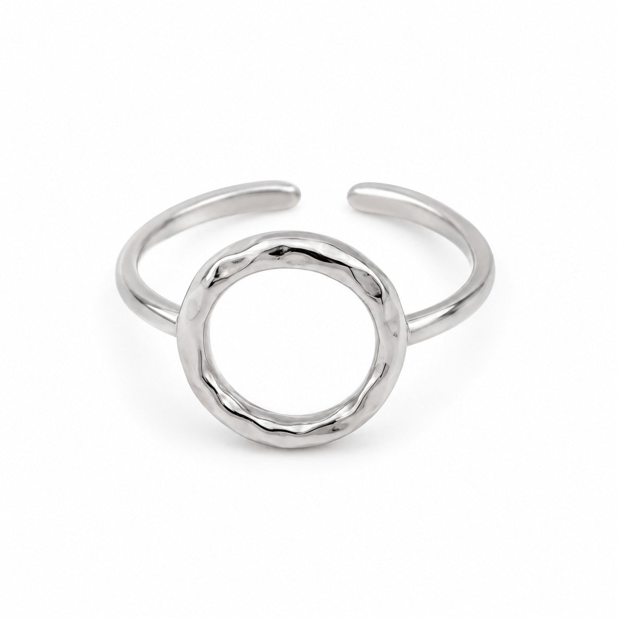 Sterling Silver Rhodium Plated Circle Ring