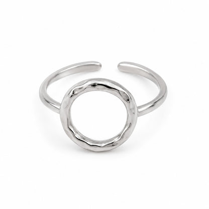 Sterling Silver Rhodium Plated Circle Ring