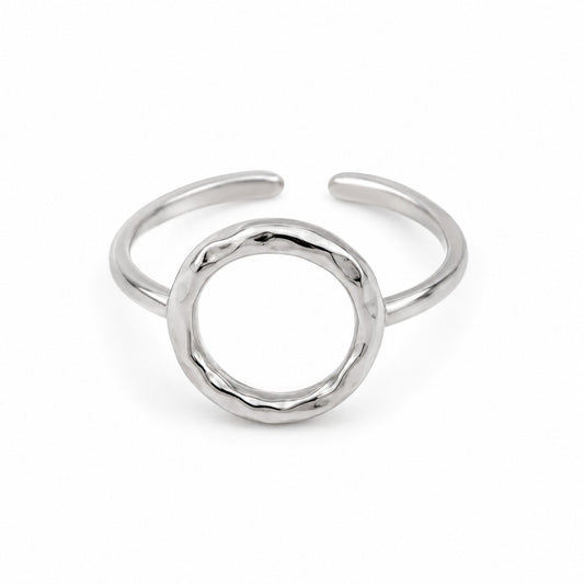 Sterling Silver Rhodium Plated Circle Ring