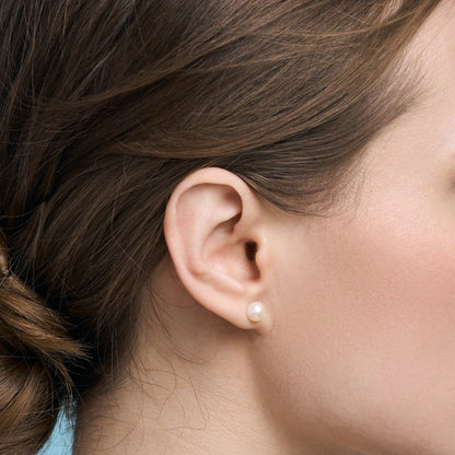 tikri balti perlai ¦ sidabriniai auskarai dengti rodžiu