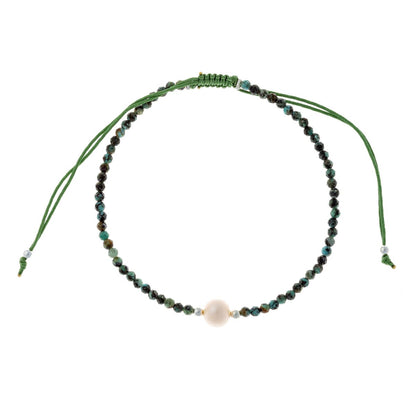 Apyrankė su afrikos turkio akmenukais ir tikru perlu