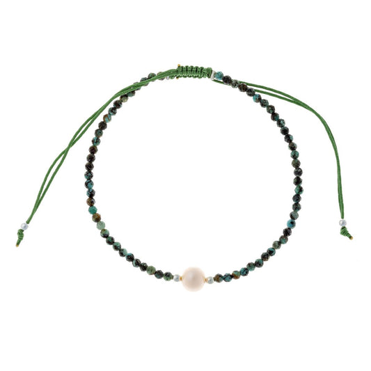 Apyrankė su afrikos turkio akmenukais ir tikru perlu