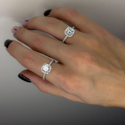 Sterling Silver Rhodium Plated Square CZ Ring