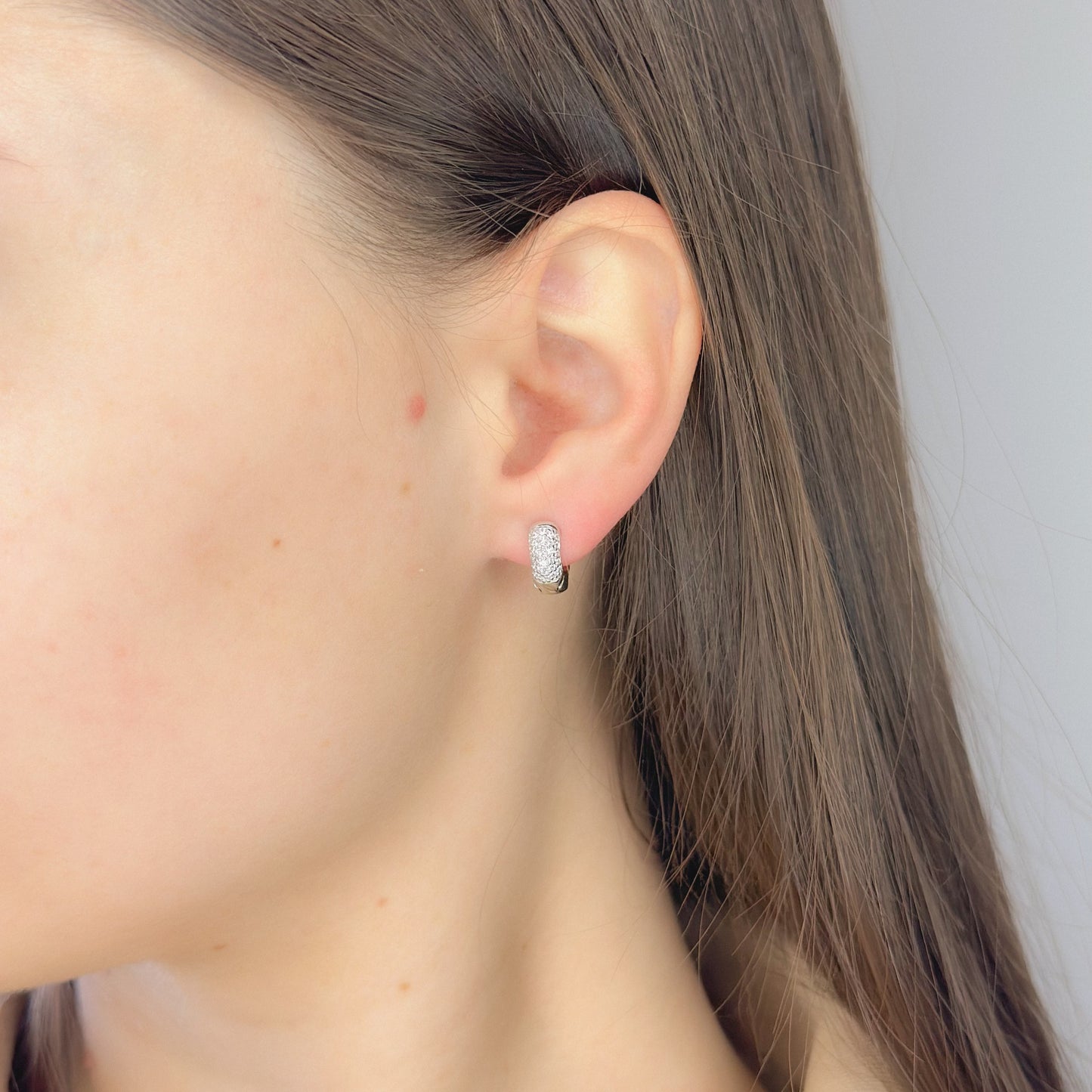 Sterling Silver Rhodium Plated 12 mm CZ Hoops