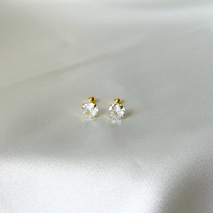 Sidabriniai 3 - 7 mm apvalūs užsukami vinukai su cirkoniu
