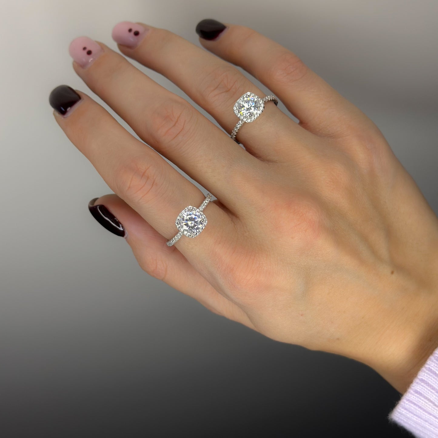Sterling Silver Rhodium Plated Square CZ Ring