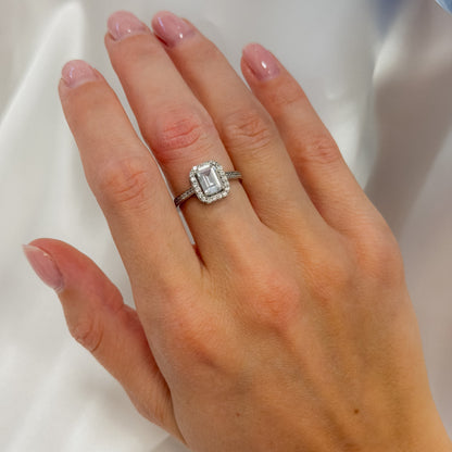 Sterling Silver Rectangle CZ Crystal Ring