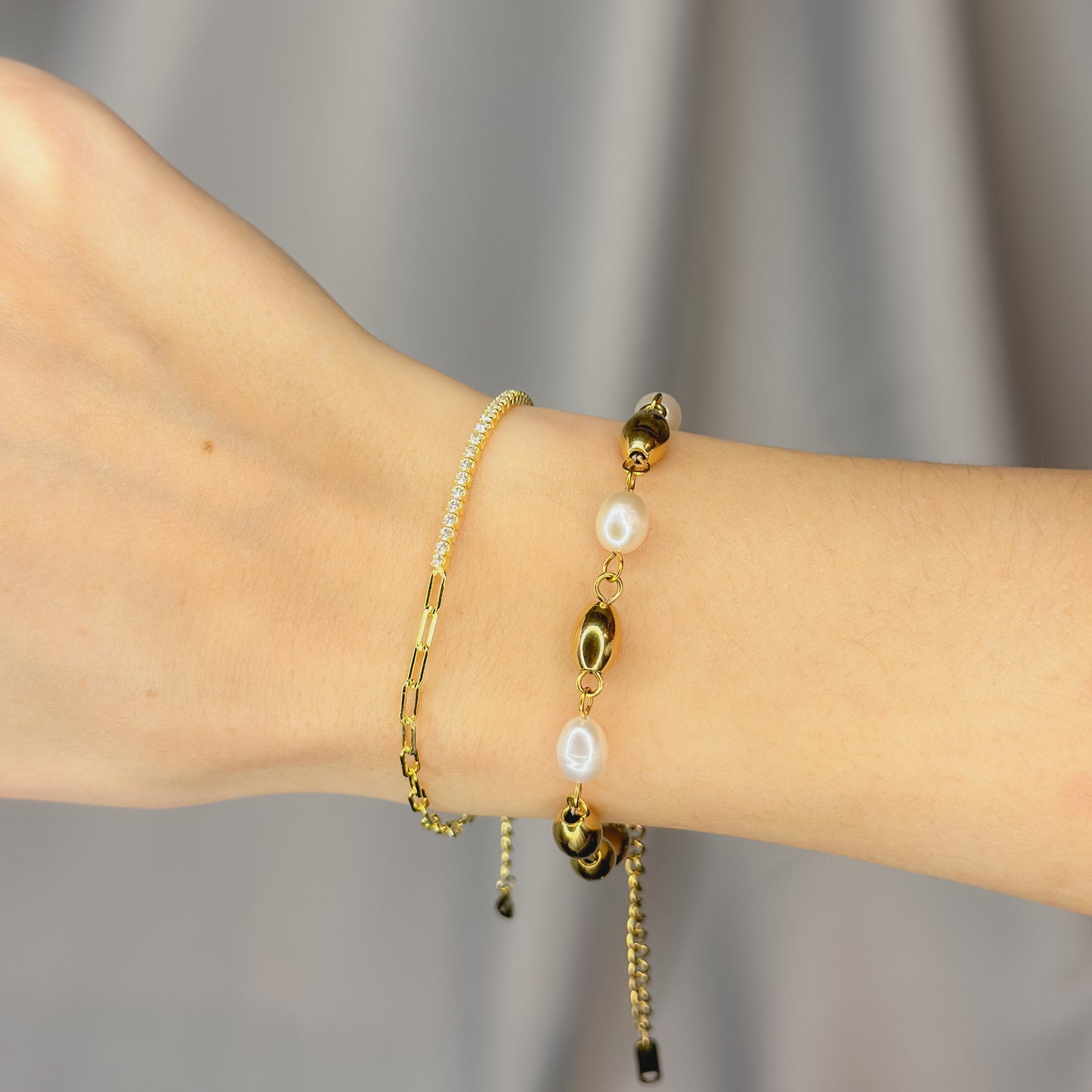 Sidabrinė auksuota dvigubo dizaino apyrankė „Tennis & Forzatina“