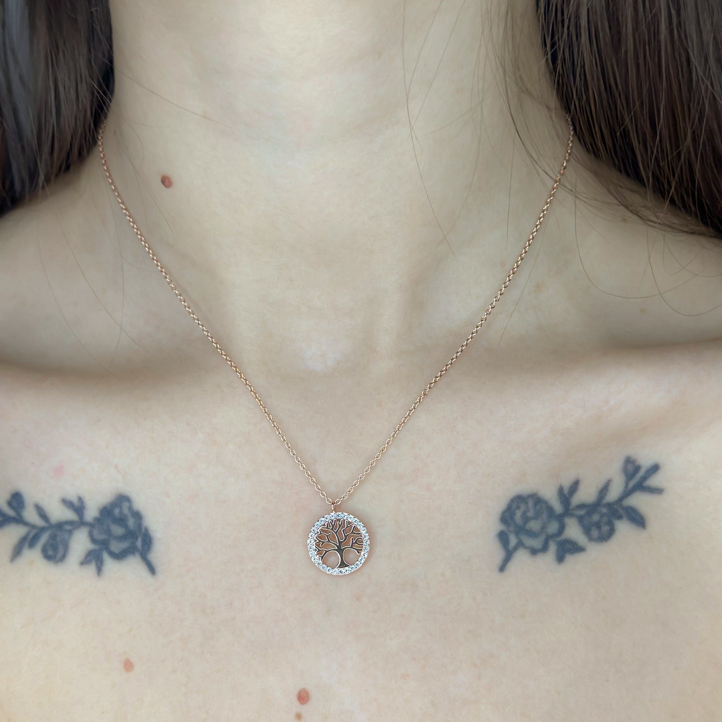 Sidabrinis paauksuotas pakabukas "Gyvybės medis" su grandinėle