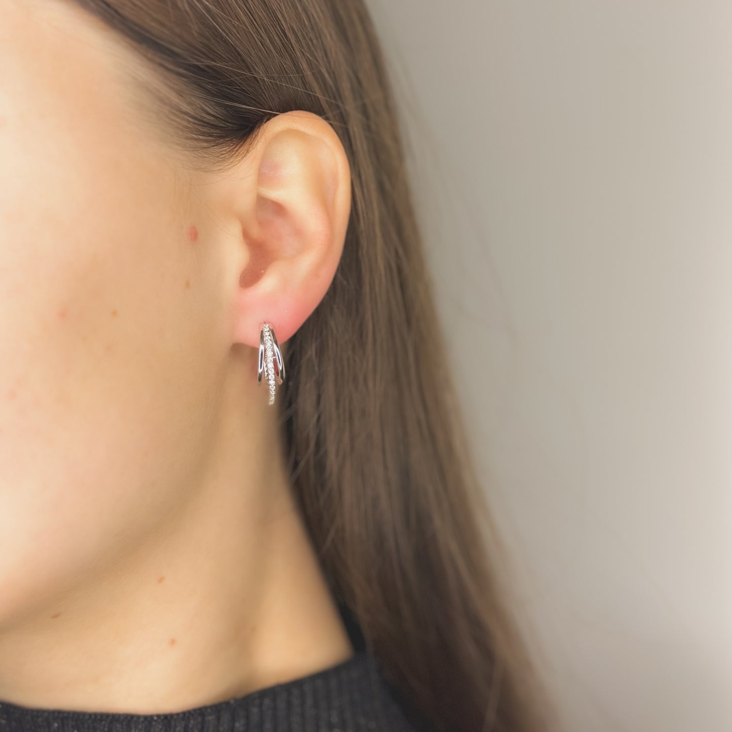 Sidabrinės rodžiuotos ovalios rinkutės „Spindinti trejybė“