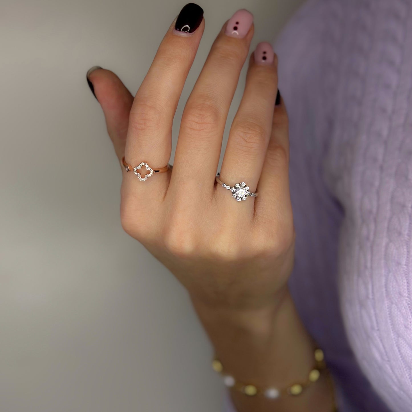 Sidabrinis paauksuotas žiedas "Dobilas"