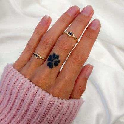 Sterling Silver Gold Plated CZ Eye Ring