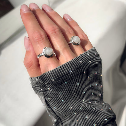 Sterling Silver Round Moonstone Ring
