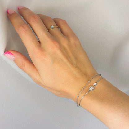 Sidabrinė dviejų gijų apyrankė su cirkoniais "Gėlyte"