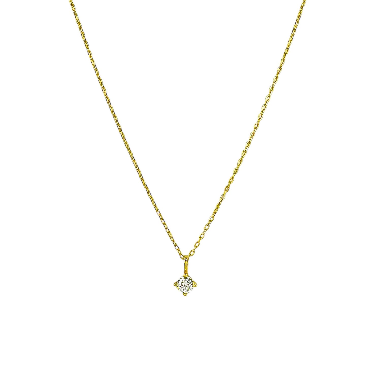 Sidabrinis auksuotas pakabukas su apvaliu cirkoniu ir grandinėle