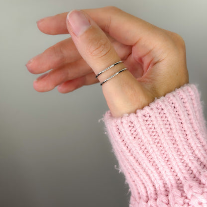 Sterling Silver Rhodium Plated Double Ring