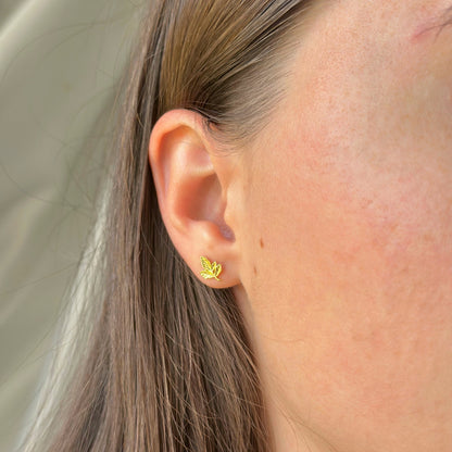 Sidabriniai auksuoti auskarai lapeliai