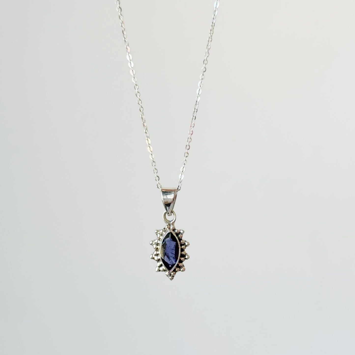 Sterling Silver Iolite Pendant Necklace