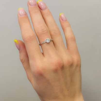 Sterling Silver Rhodium Plated CZ Crystal Ring