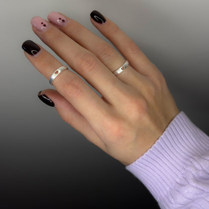 Sidabrinis matinis mažas žiedelis su širdele