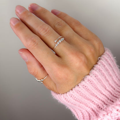 Sterling Silver Adjustable Ring with Beads