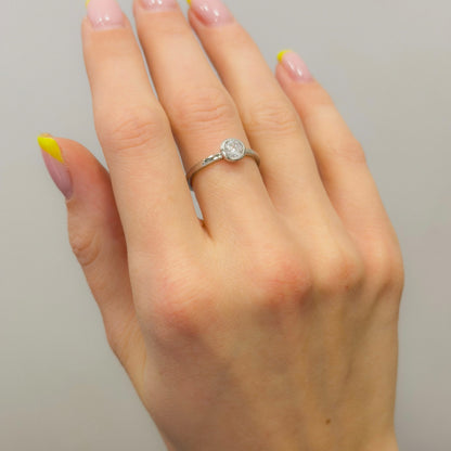 Sterling Silver Rhodium Plated CZ Crystal Ring
