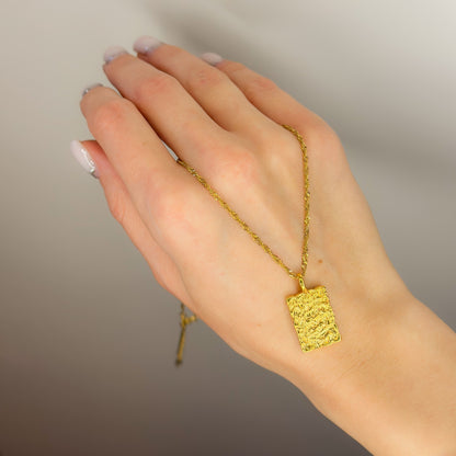 Auksuotas pakabukas su Rope pynimo grandinėlė