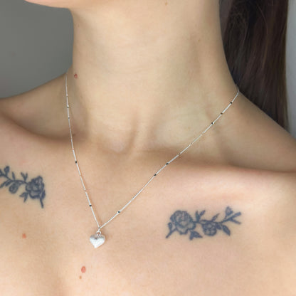 Sidabrinė matinė širdutė su grandinėle