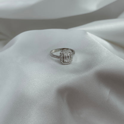 Sterling Silver Rhodium Plated CZ Ring
