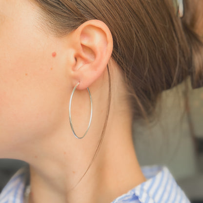 Sterling Silver 40 mm Oval Hoops