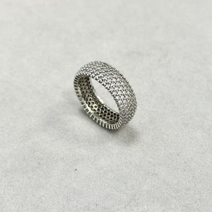 Sidabrinis rodžiuotas žiedas su 5 eilėmis cirkonių