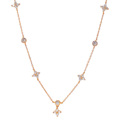 Sidabrinis pakabukas "Gėlytės" su cirkoniais ir grandinėle