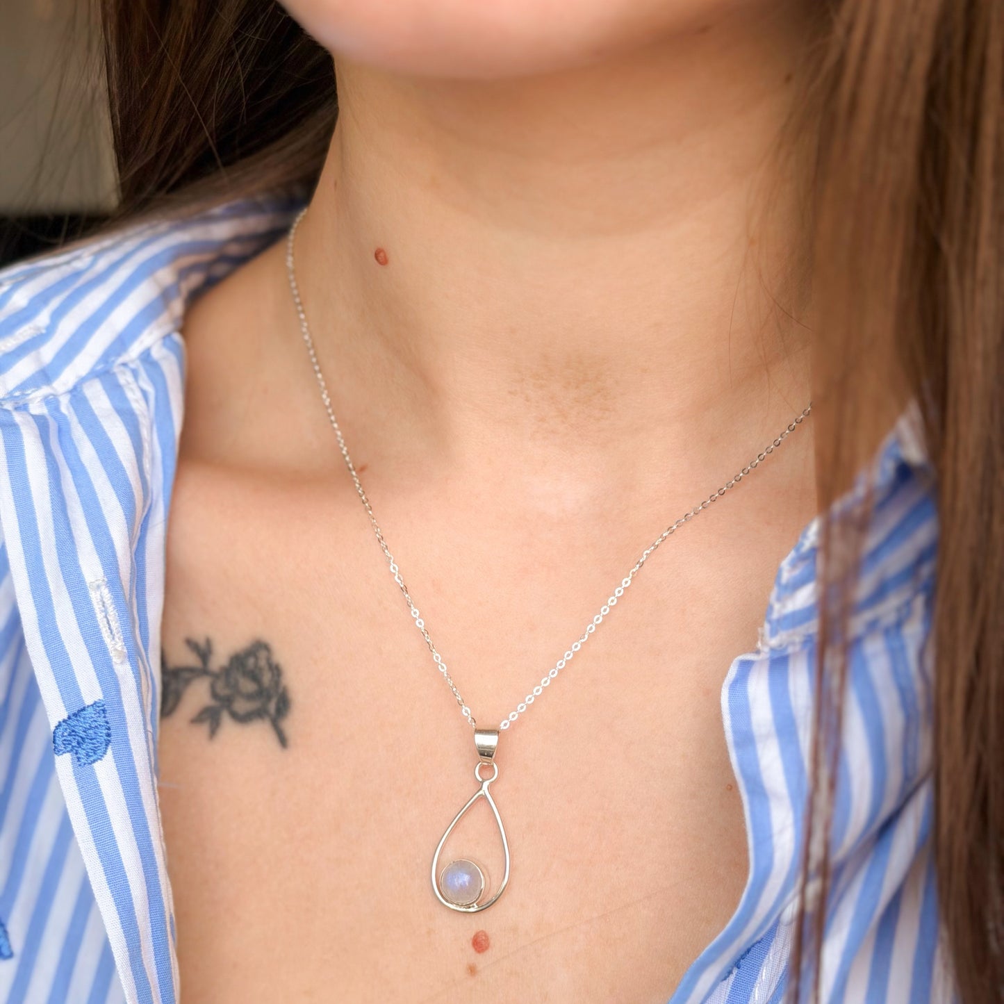 Sterling Silver Moonstone Pendant Necklace